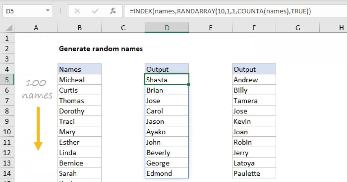 Generate List Of Names In Excel